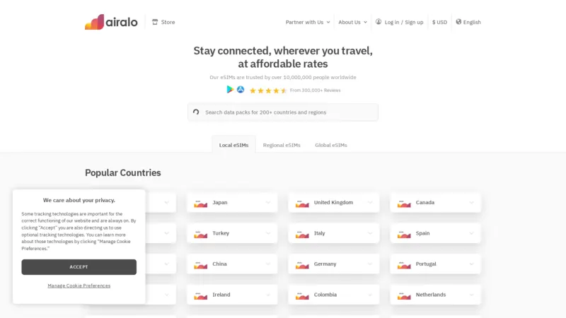 Airalo website screenshot