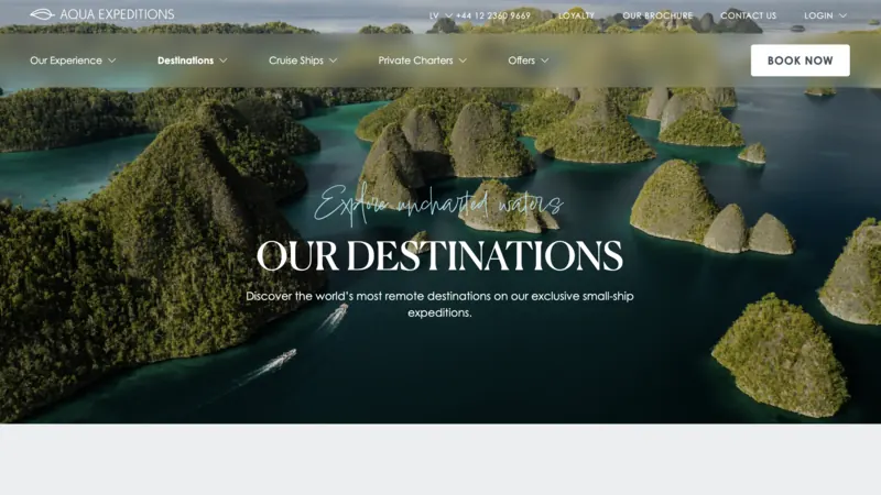 Aqua Expeditions website screenshot