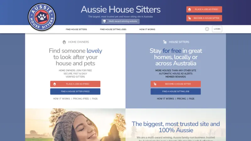 Aussie House Sitters website screenshot