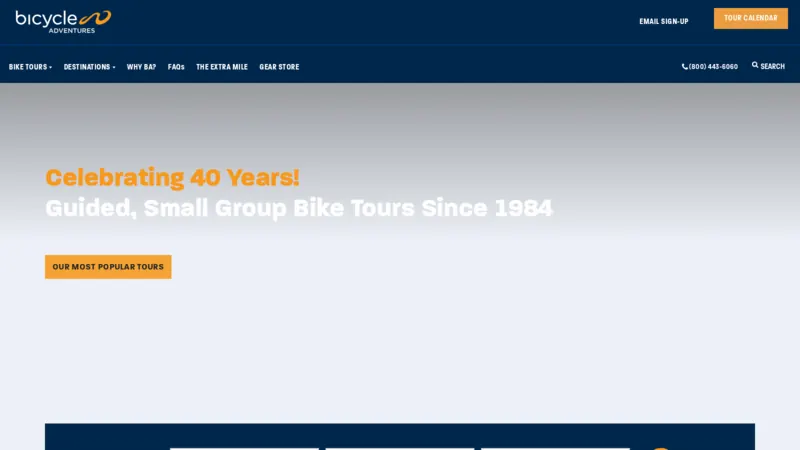 Bicycle Adventures website screenshot