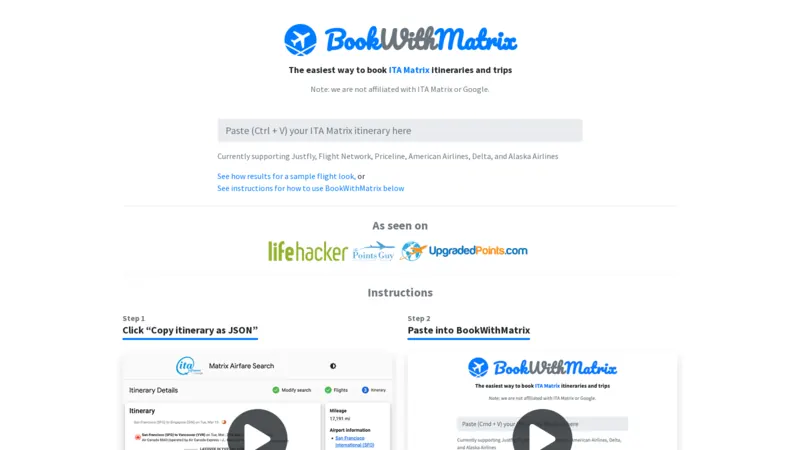 Book With Matrix website screenshot
