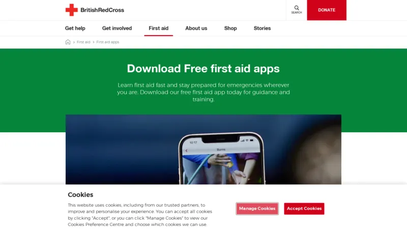 British Red Cross First Aid Apps website screenshot