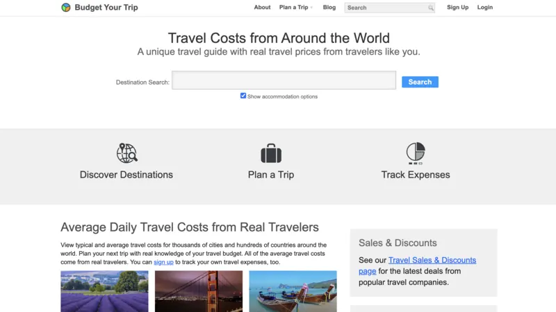 Budget Your Trip website screenshot