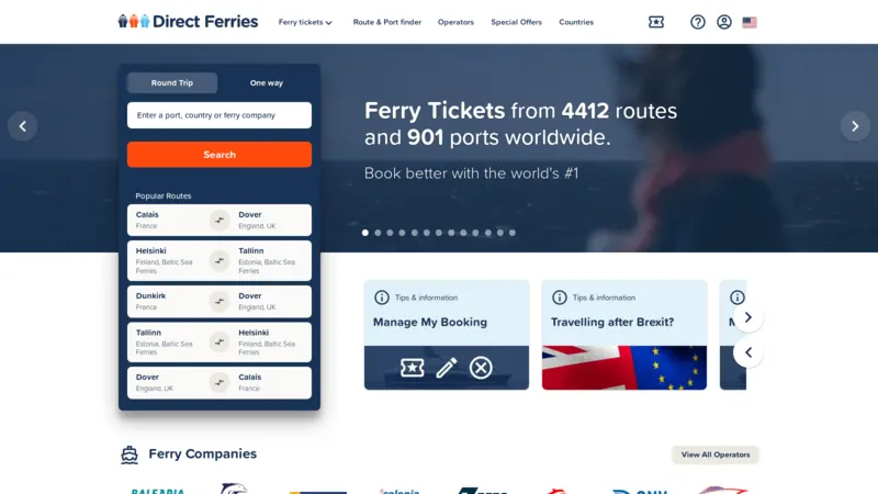 Direct Ferries website screenshot