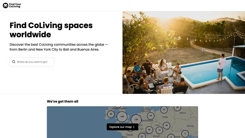 Find Your Coliving website screenshot