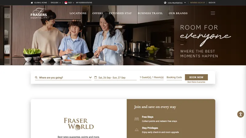 Frasers Hospitality website screenshot