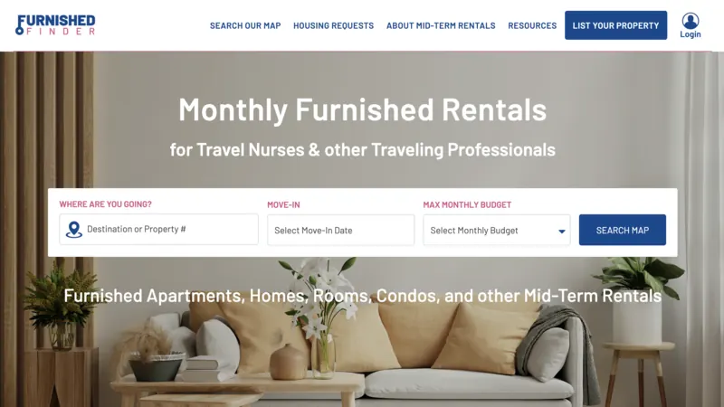 Furnished Finder website screenshot
