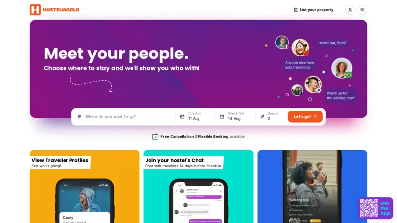 Hostelworld website screenshot