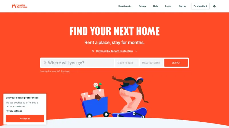 Housing Anywhere website screenshot