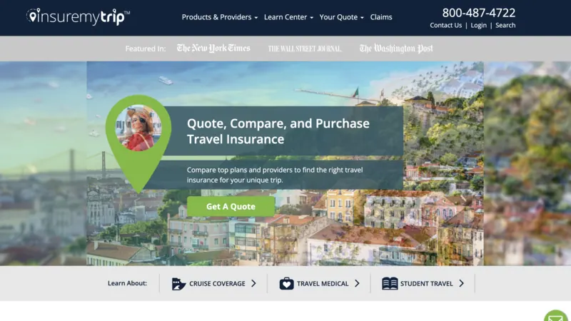Insure My Trip website screenshot