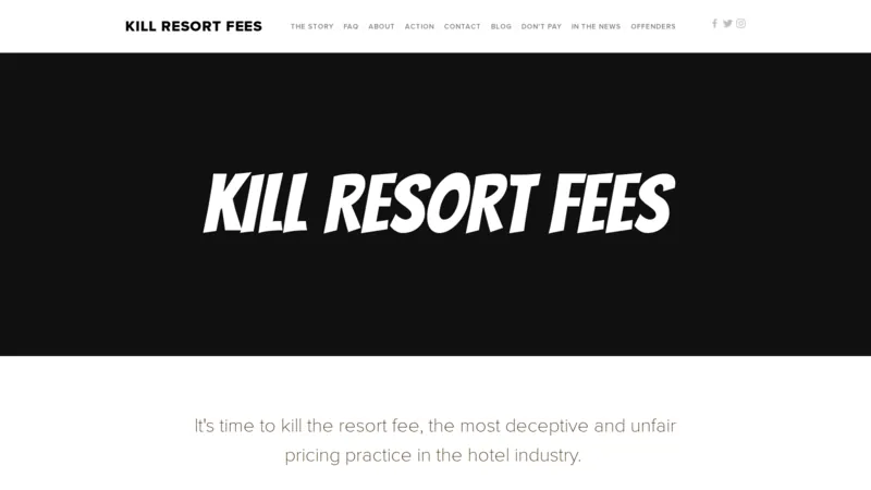Kill Resort Fees website screenshot