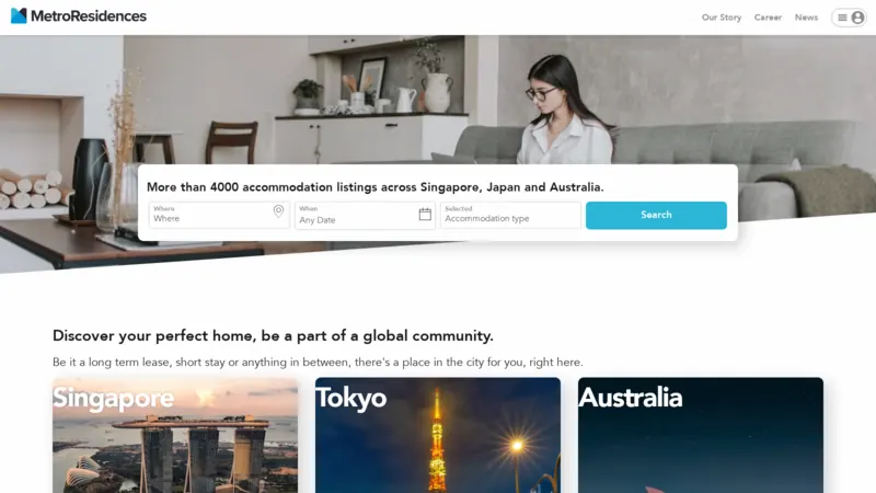 Metro Residences website screenshot