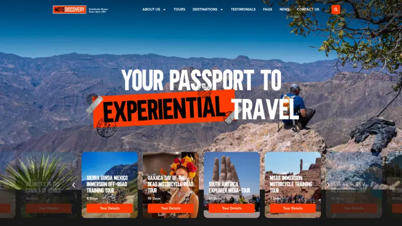Moto Discovery website screenshot