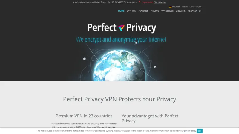 Perfect Privacy VPN website screenshot