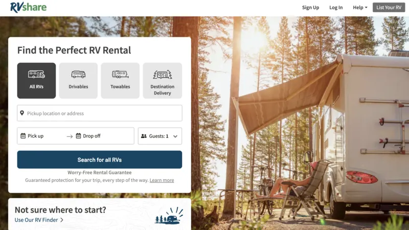 RV Share website screenshot
