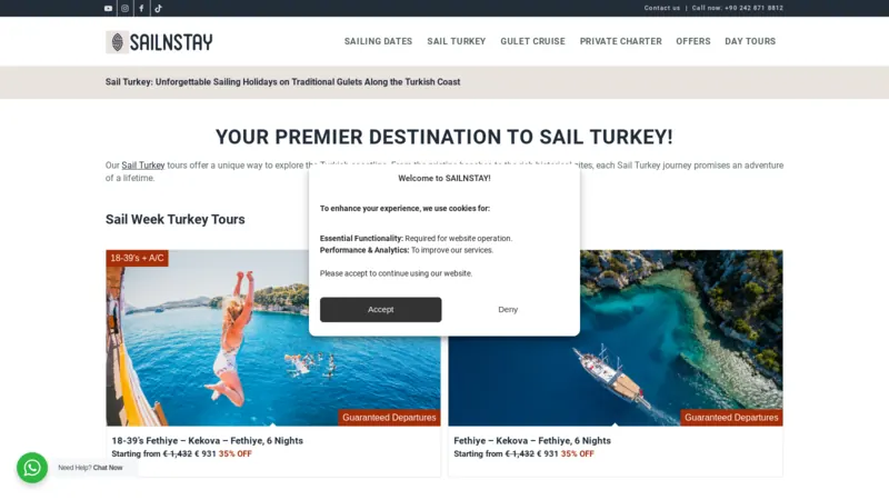 Sailnstay website screenshot