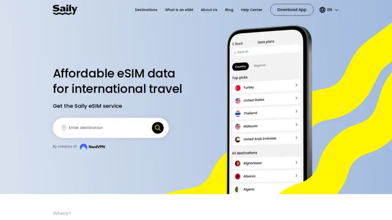 Saily website screenshot