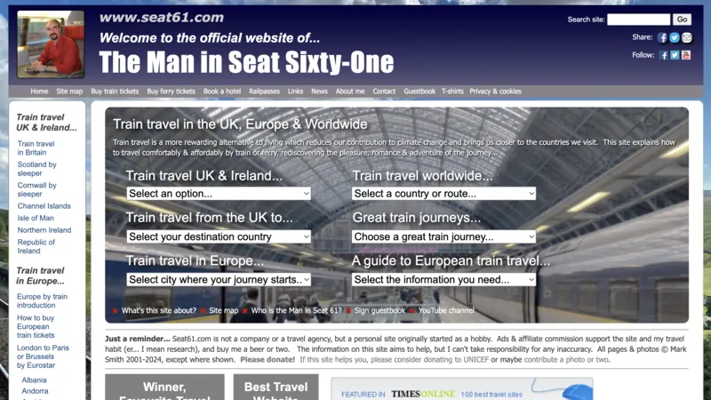 The Man in Seat Sixty-One website screenshot
