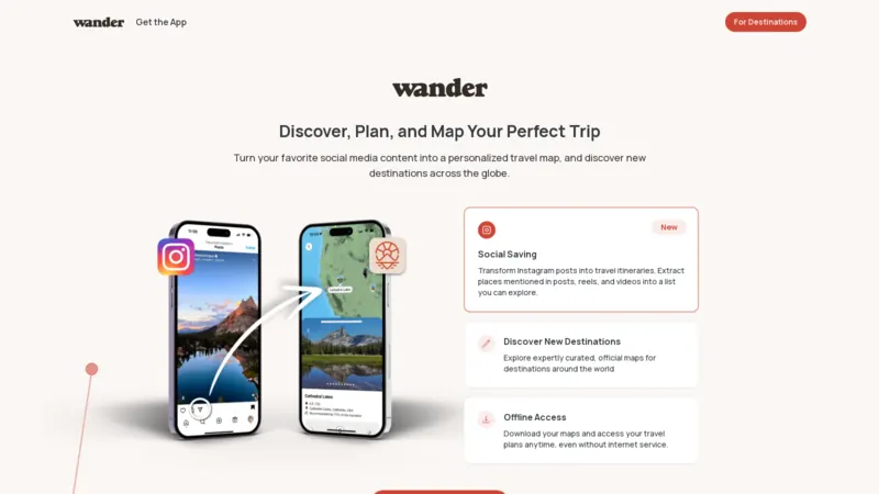 Wander website screenshot