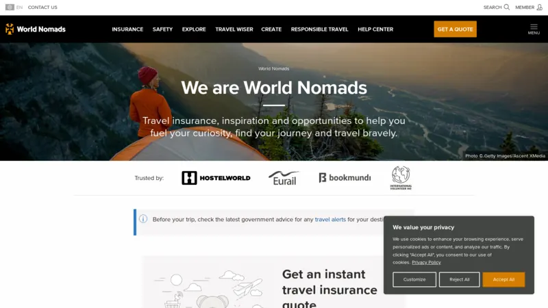 World Nomads website screenshot